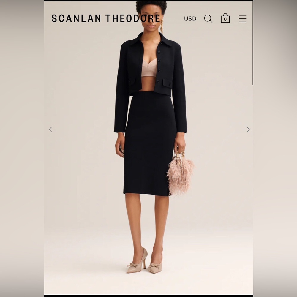 Scanlan theodore Black thick knit Pencil Midi skirt - small/xs